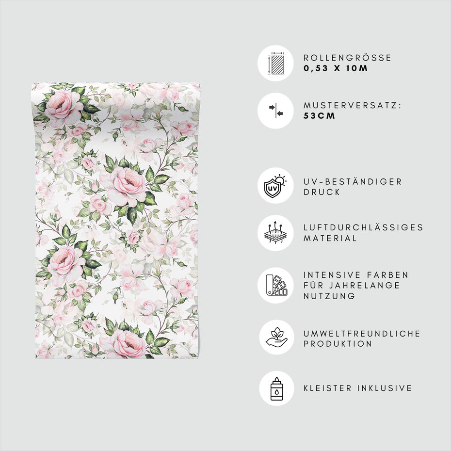 Tapeta - róże, liście, pąki