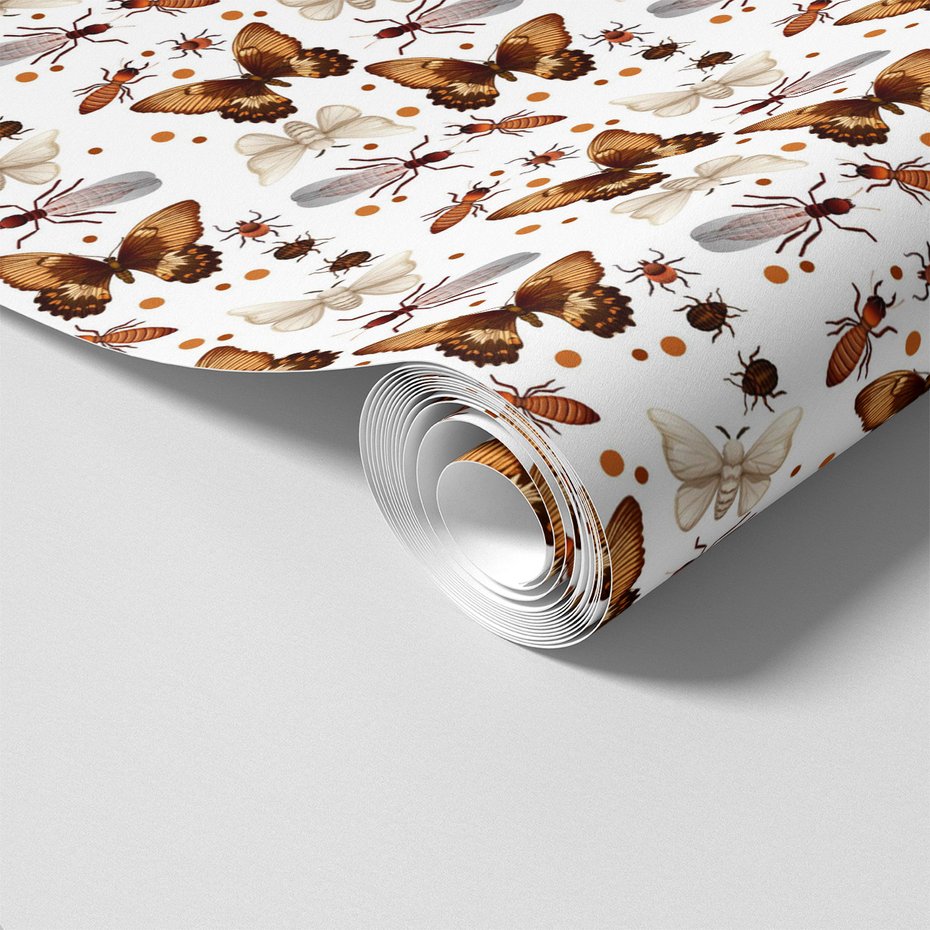 Tapeta - motyle, mrówki, kropki