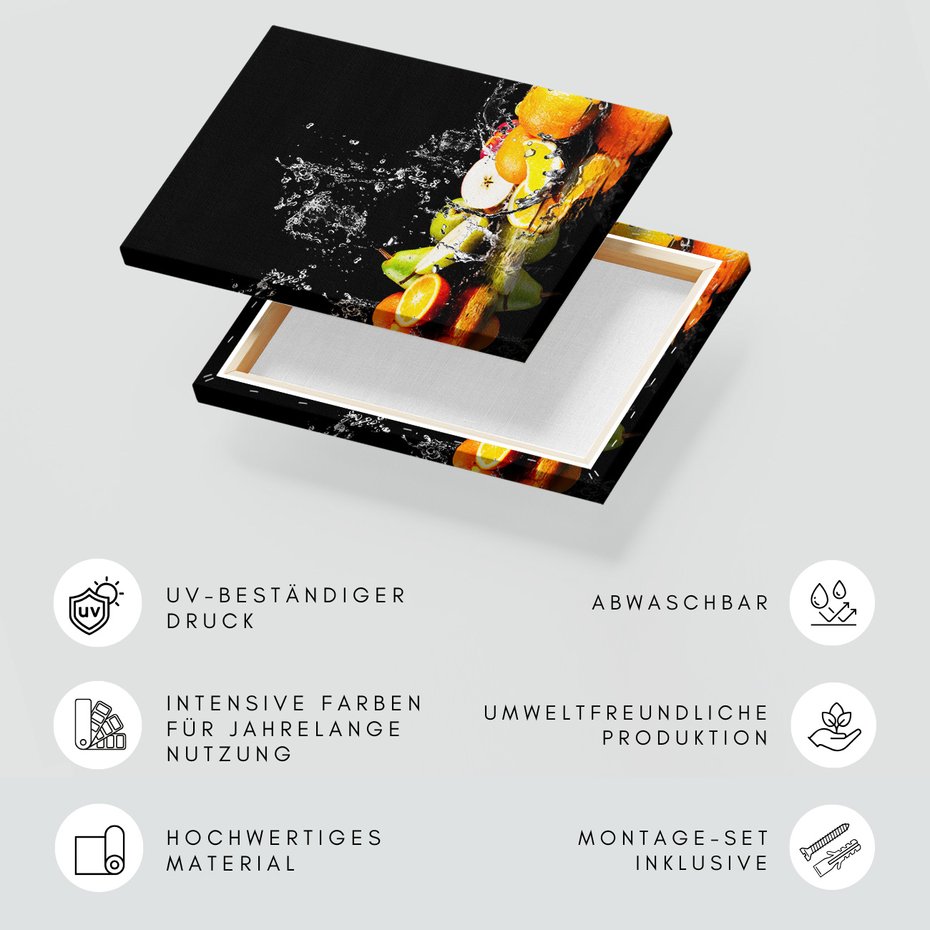 Obraz na płótnie - owoce, woda, świeżość