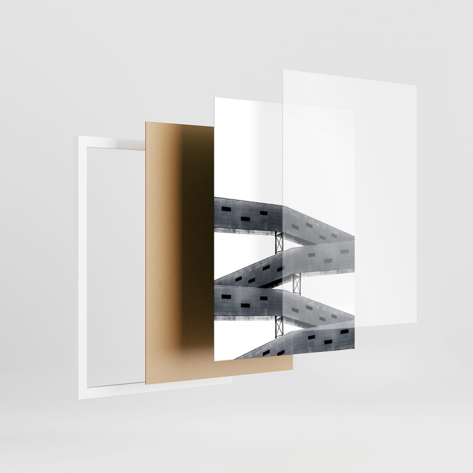 Zestaw obrazy w ramie, plakaty - architektura, budynki, minimalizm - rama biała