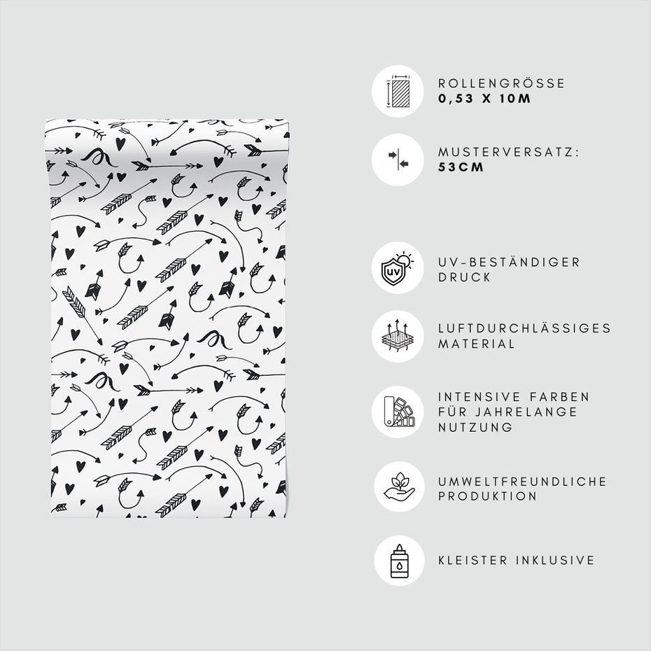 Tapeta - strzały, serca, linie