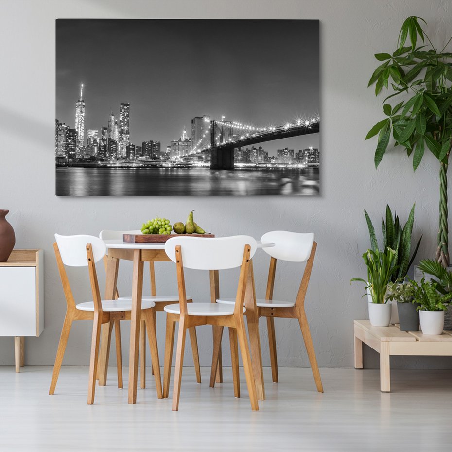 Obraz na płótnie - miasto, most, noc