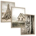 Zestaw obrazy w ramie, plakaty - vintage, dom, drewno - rama drewno