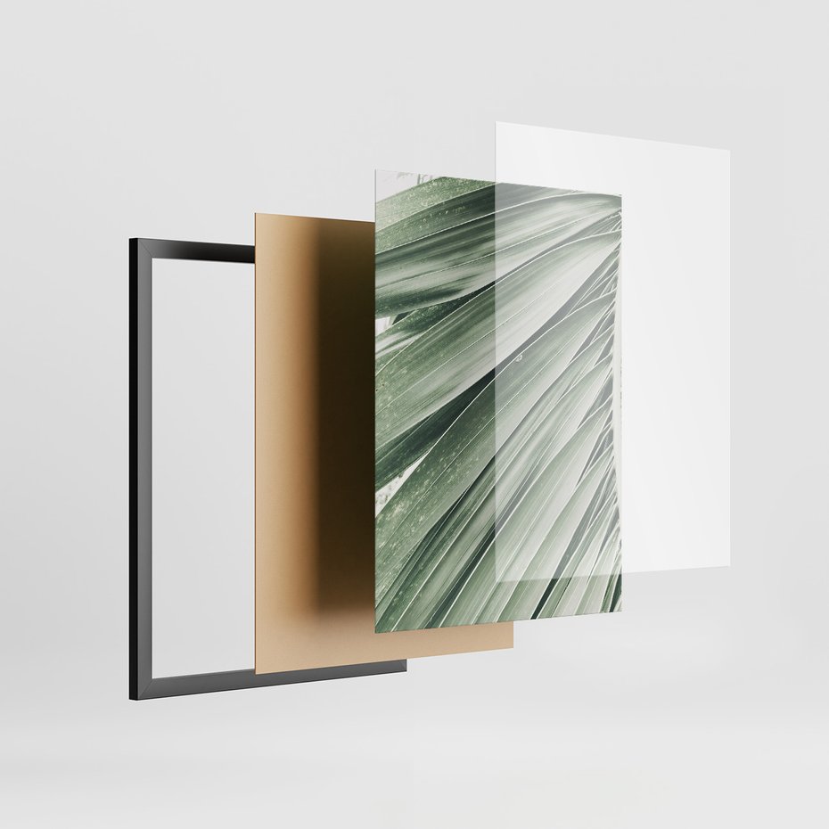 Zestaw obrazy w ramie, plakaty - liście, tropikalne, zielone - rama czarna