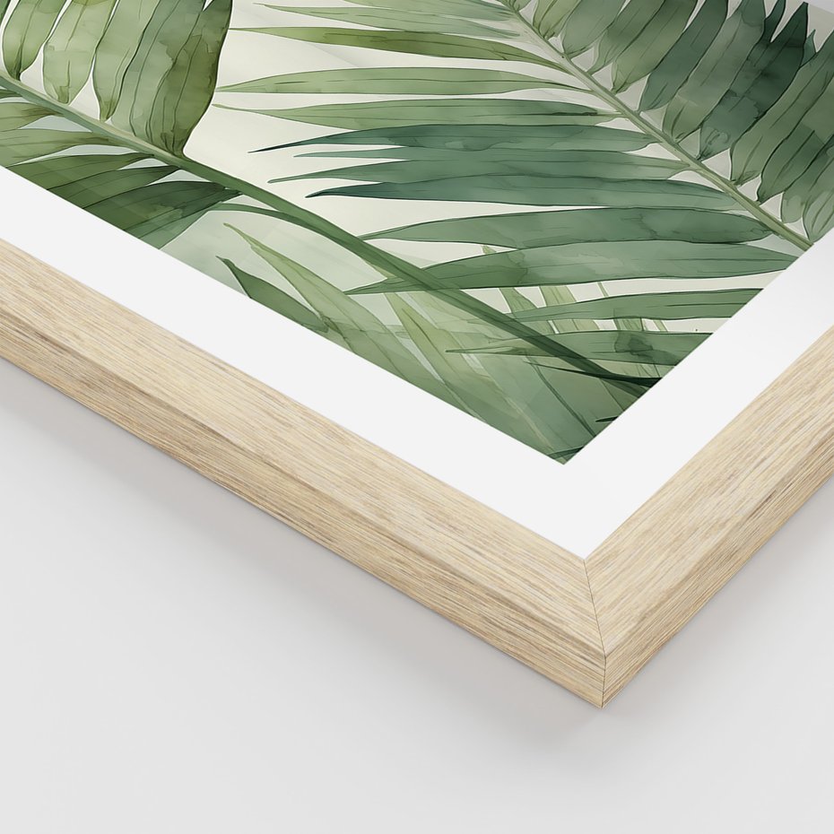 Zestaw obrazy w ramie, plakaty - liście, tropikalny, rośliny - rama drewno