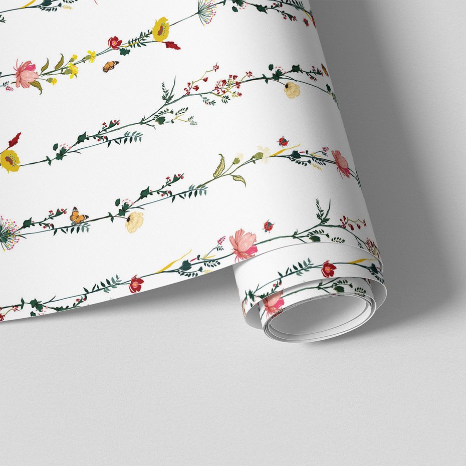 Tapeta - kwiaty, liście, motyle