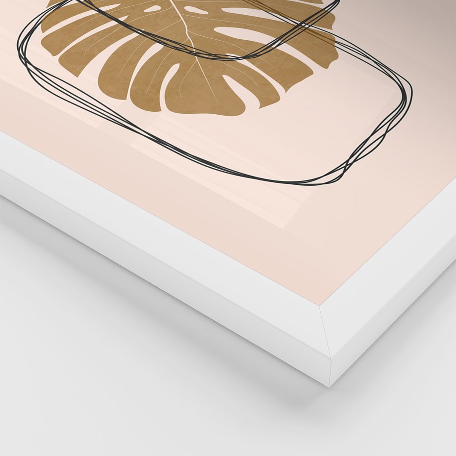 Zestaw obrazy w ramie, plakaty - liście, monstera, abstrakcja - rama biała