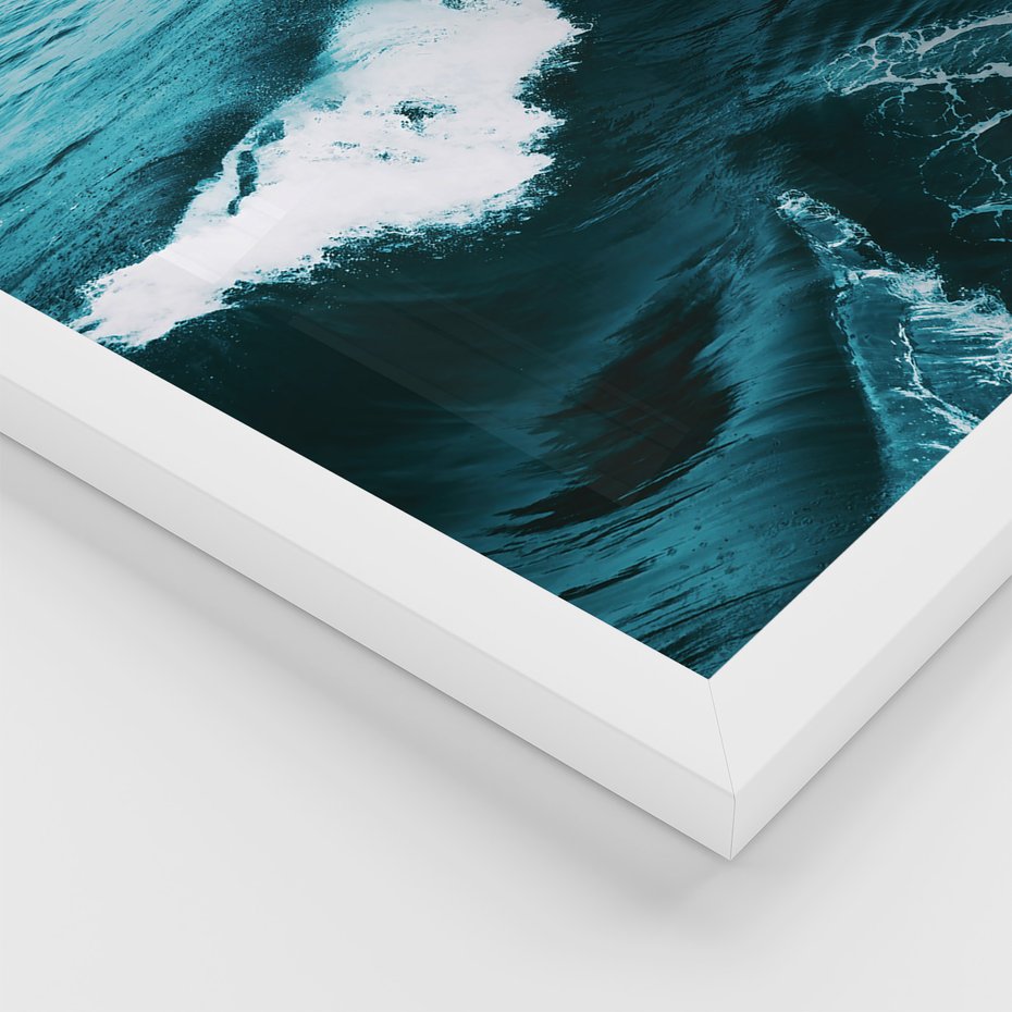 Zestaw obrazy w ramie, plakaty - woda, fale, morze - rama biała