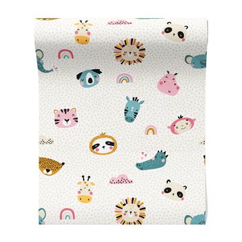 Tapeta - dziecięca, zwierzęta, tęcza, wzór