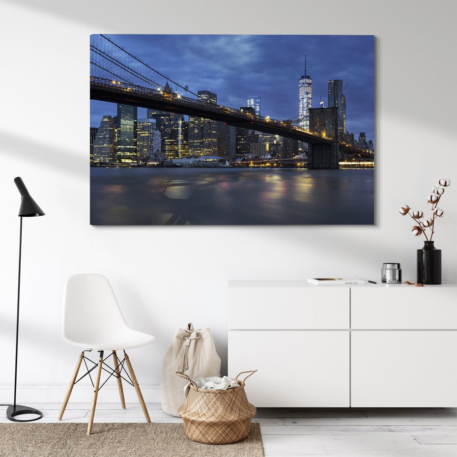 Obraz na płótnie - most, miasto, noc