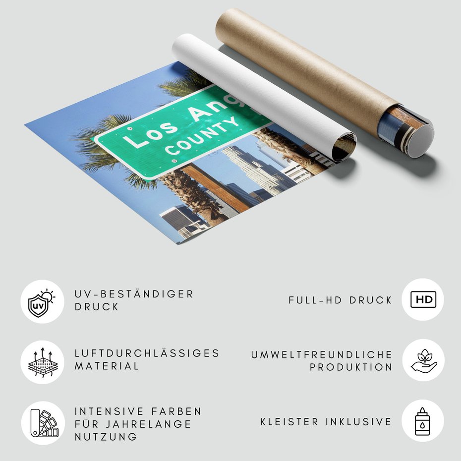 Fototapeta - Los Angeles, tablica, palmy