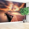 Fototapeta - morze, molo, zachód słońca