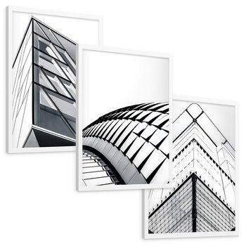 Zestaw obrazy w ramie, plakaty - architektura, budynek, fasada - rama biała