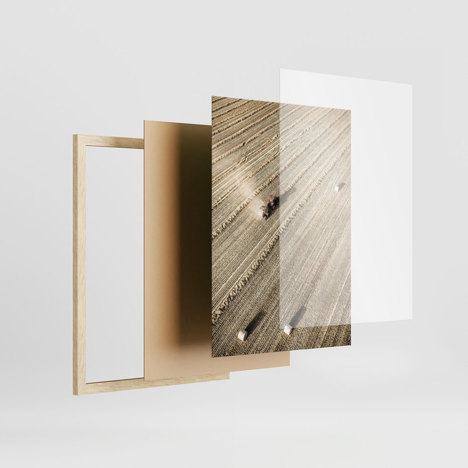 Zestaw obrazy w ramie, plakaty - ziemia, traktor, kora - rama drewno