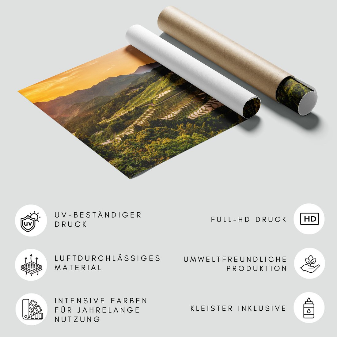 Fototapeta - tarasy ryżowe, góry, krajobraz