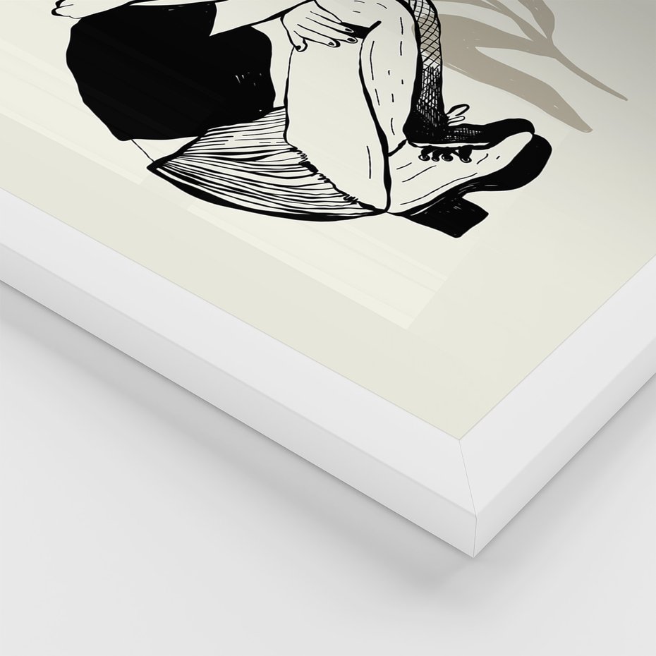 Zestaw obrazy w ramie, plakaty - rysunek, kobieta, kwiat - rama biała