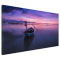 Obraz na płótnie - łódź, morze, zmierzch
