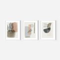 Zestaw obrazy w ramie, plakaty - abstrakcja, geometria, kształty - rama biała