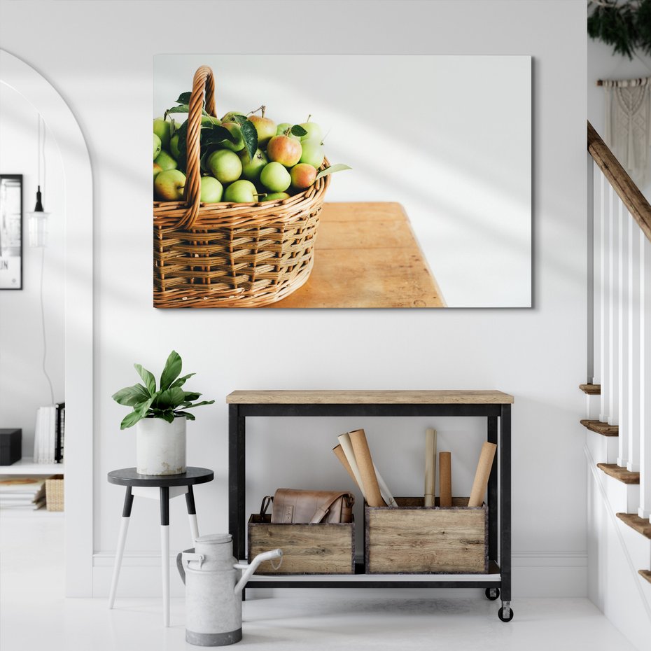 Obraz na płótnie - jabłka, koszyk, owoce