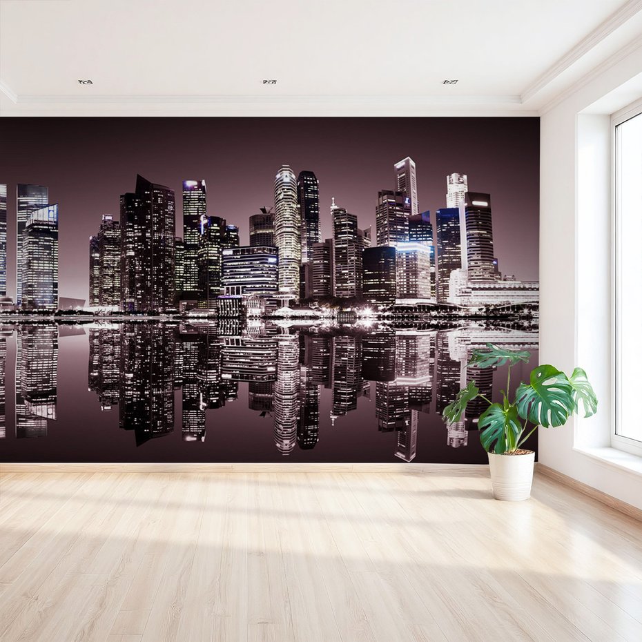 Fototapeta - miasto, noc, odbicie