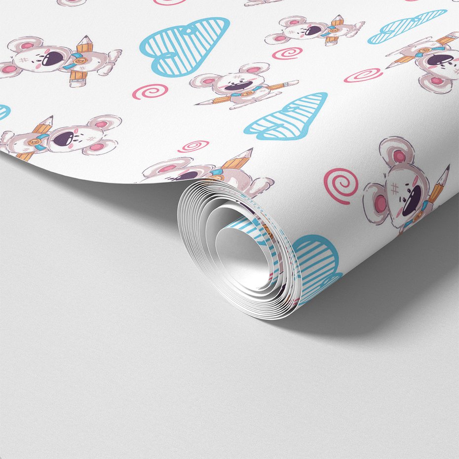 Tapeta - dziecięca, myszy, chmury, spirale