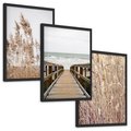 Zestaw obrazy w ramie, plakaty - trzcina, plaża, morze - rama czarna