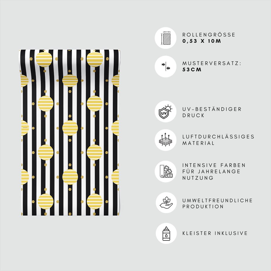 Tapeta - kropki, pasy, koła