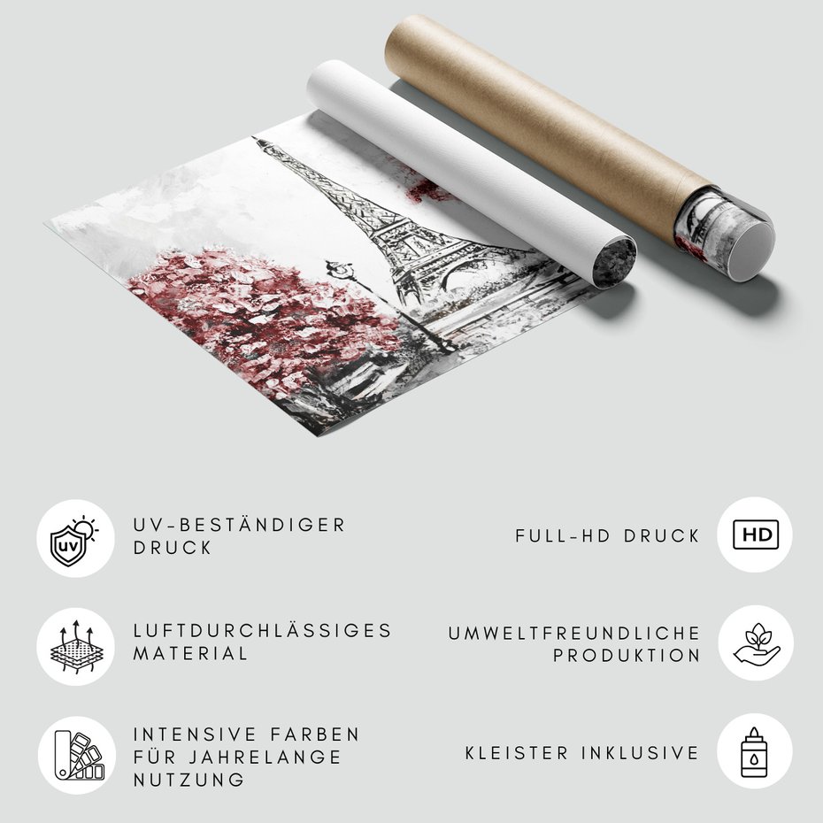 Fototapeta - Paryż, Wieża Eiffla, drzewa