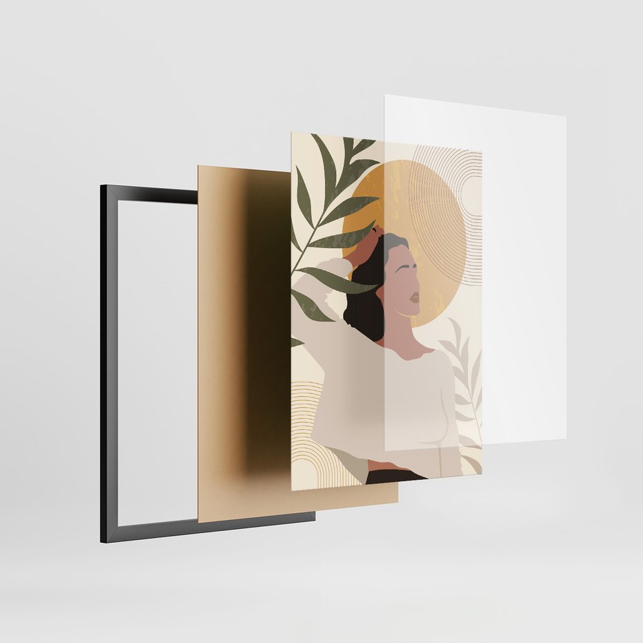 Zestaw obrazy w ramie, plakaty - kobiety, abstrakcja, boho - rama czarna