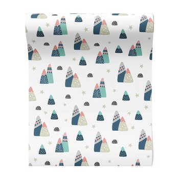 Tapeta - dziecięca, góry, gwiazdy, kropki