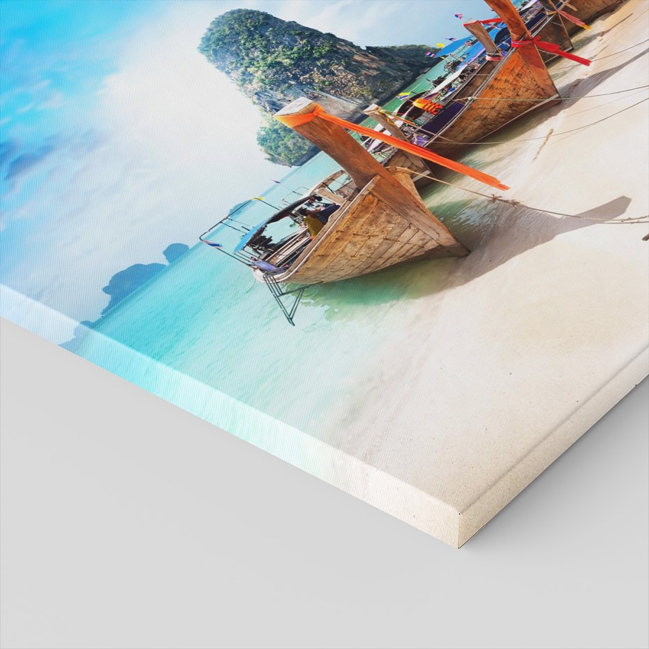 Obraz na płótnie - plaża, morze, łodzie