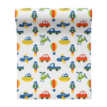 Tapeta - dziecięca, pojazdy, samolot, helikopter