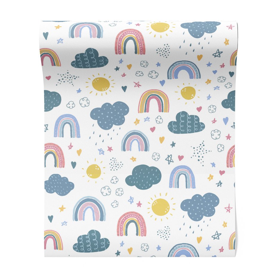 Tapeta - dziecięca, chmura, słońce, tęcza