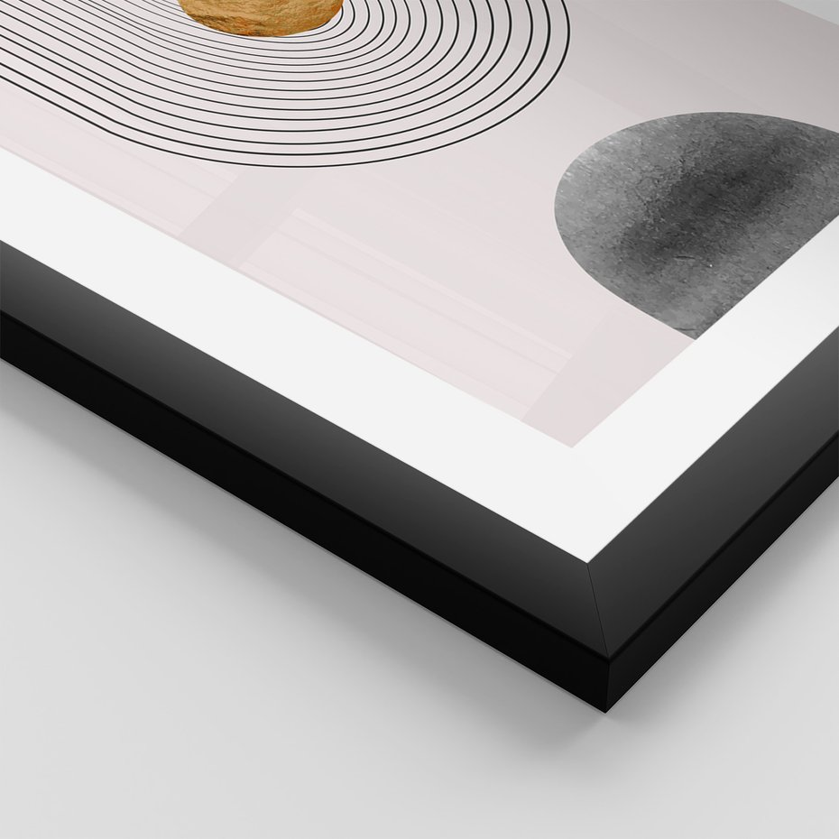 Zestaw obrazy w ramie, plakaty - abstrakcja, geometria, minimalizm - rama czarna