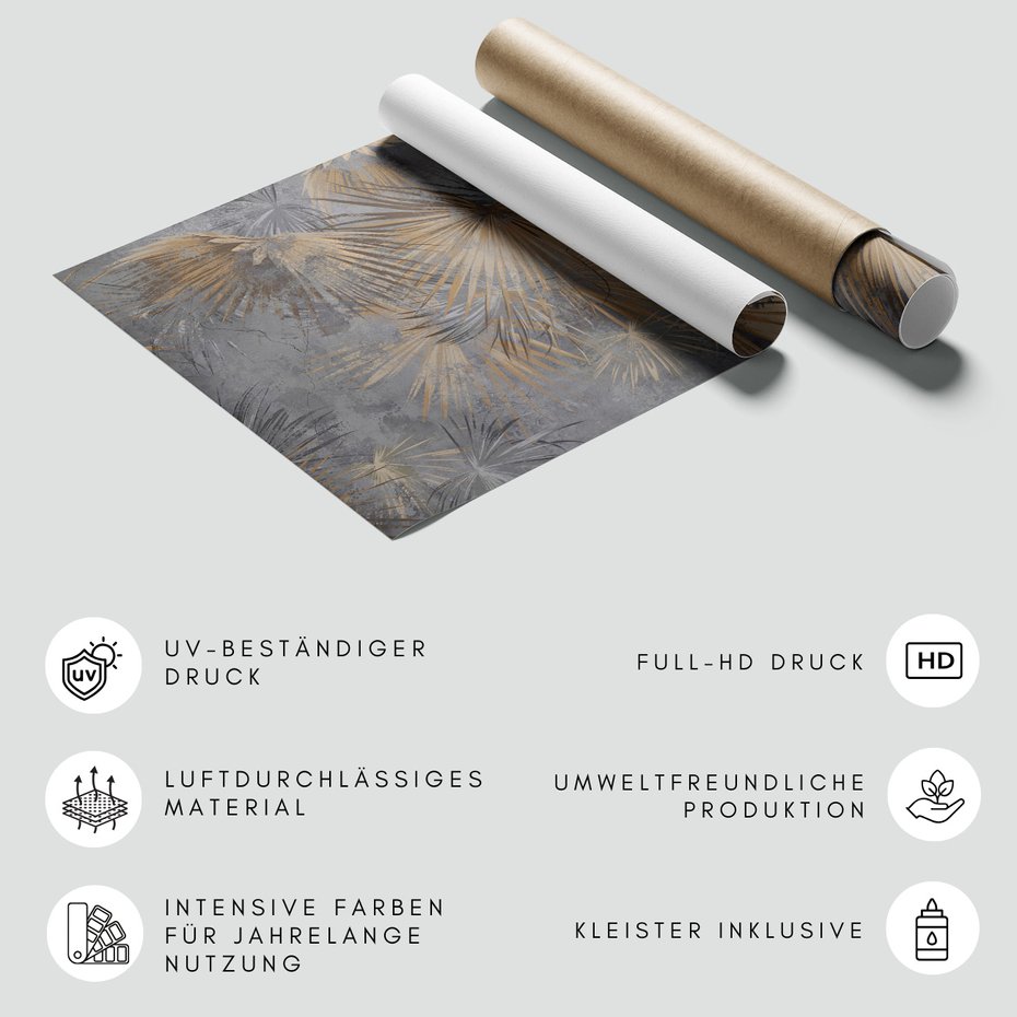 Fototapeta - beton, palmy, liście