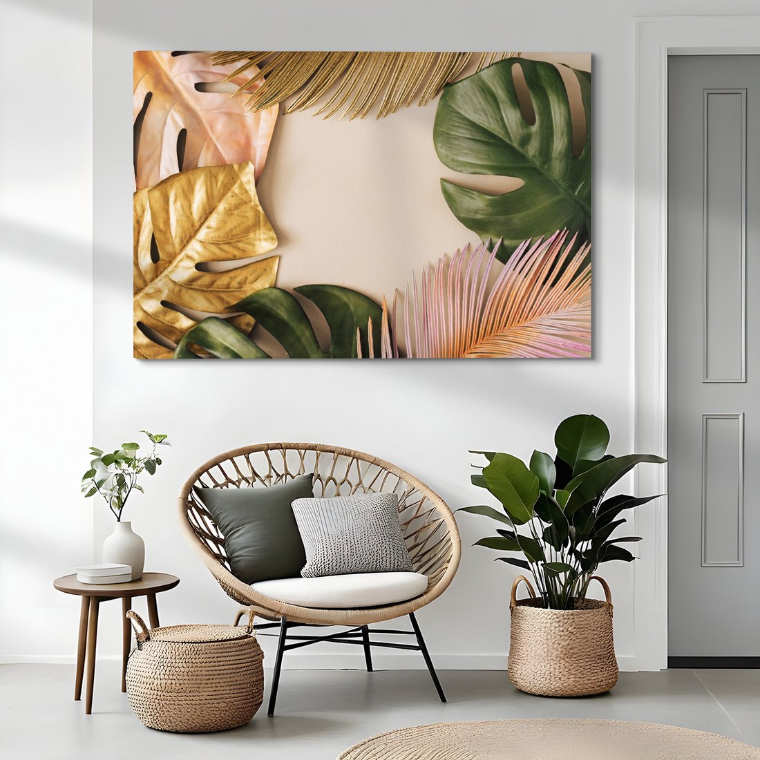 Obraz na płótnie - liście, złoto, dekoracja