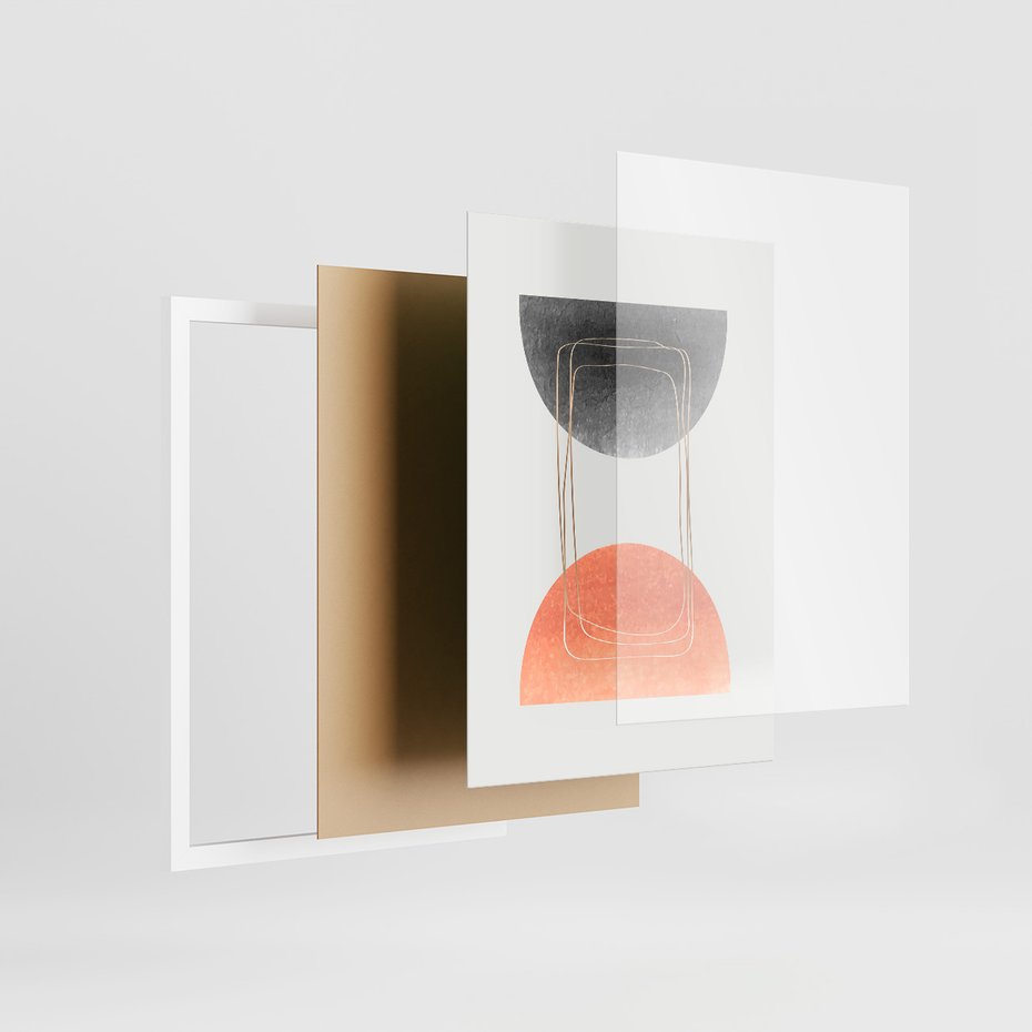 Zestaw obrazy w ramie, plakaty - abstrakcja, geometria, pastelowe - rama biała