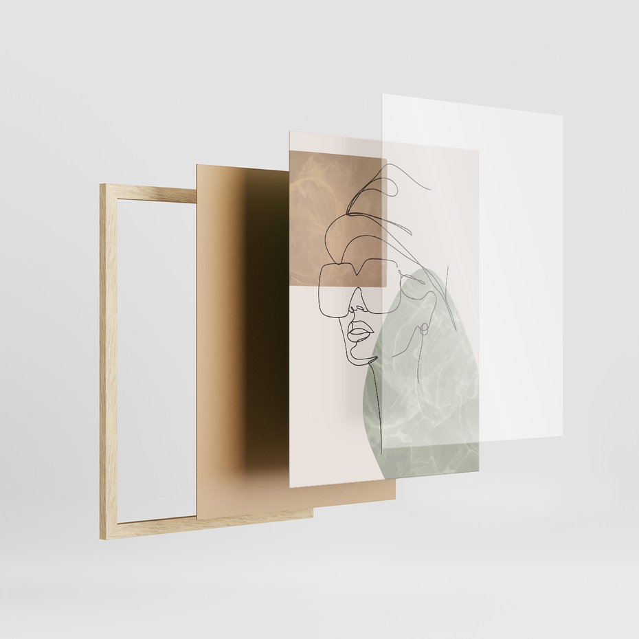 Zestaw obrazy w ramie, plakaty - portret, kobieta, abstrakcja - rama drewno