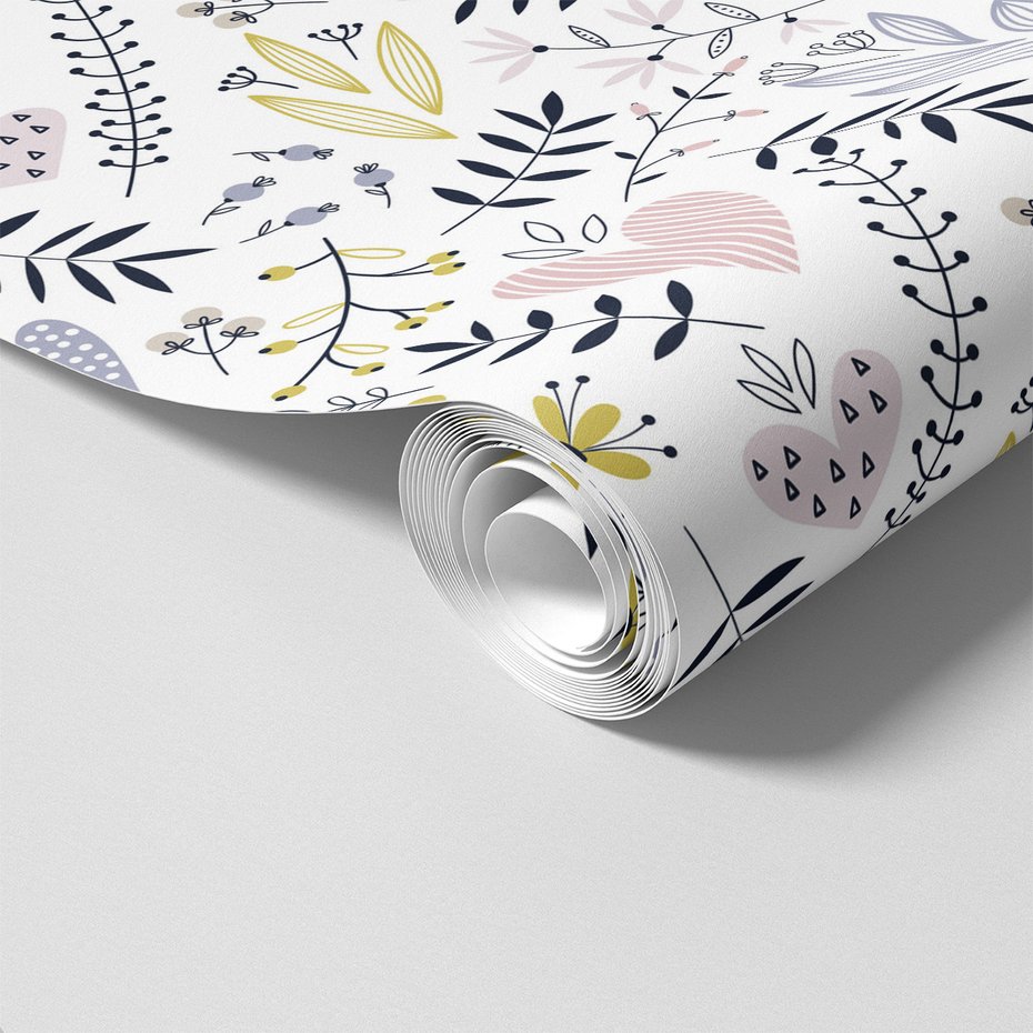 Tapeta - kwiaty, liście, serca