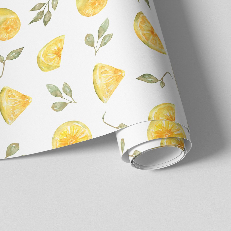 Tapeta - cytryny, liście, plasterki