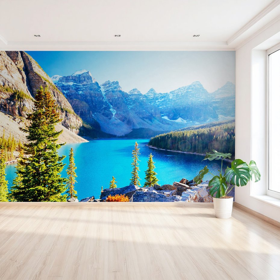 Fototapeta - góry, jezioro, las