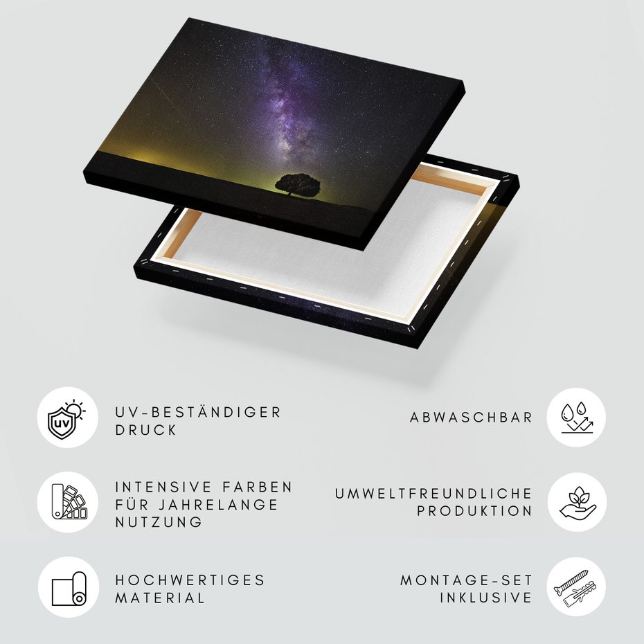 Obraz na płótnie - noc, gwiazdy, drzewo