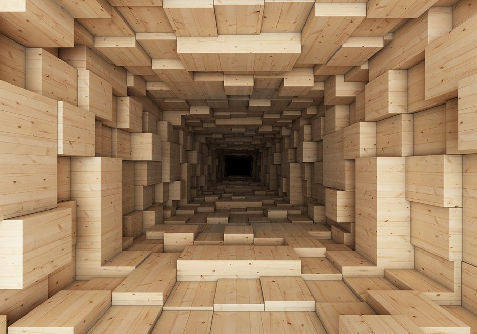 Fototapeta - drewno, tunel, abstrakcja