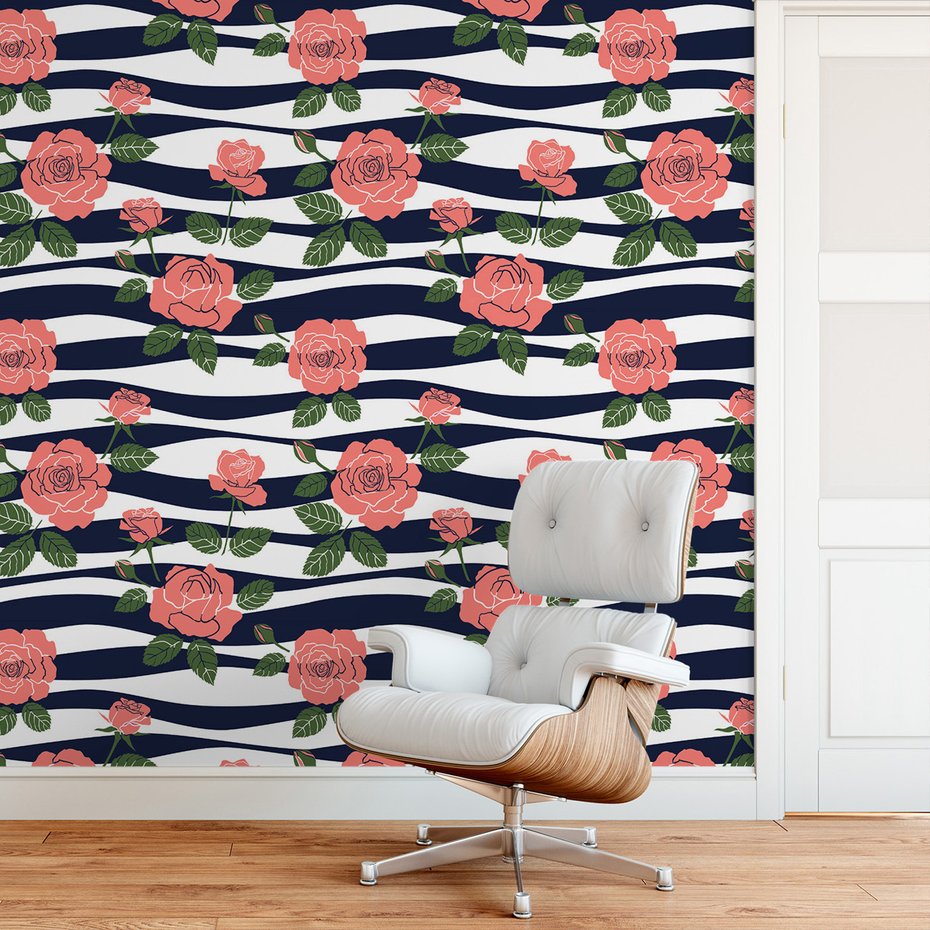 Tapeta - róże, liście, tło