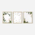 Zestaw obrazy w ramie, plakaty - kwiaty, liście, eukaliptus - rama drewno