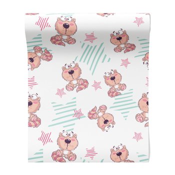 Tapeta - dziecięca, wzór, koty, gwiazdy