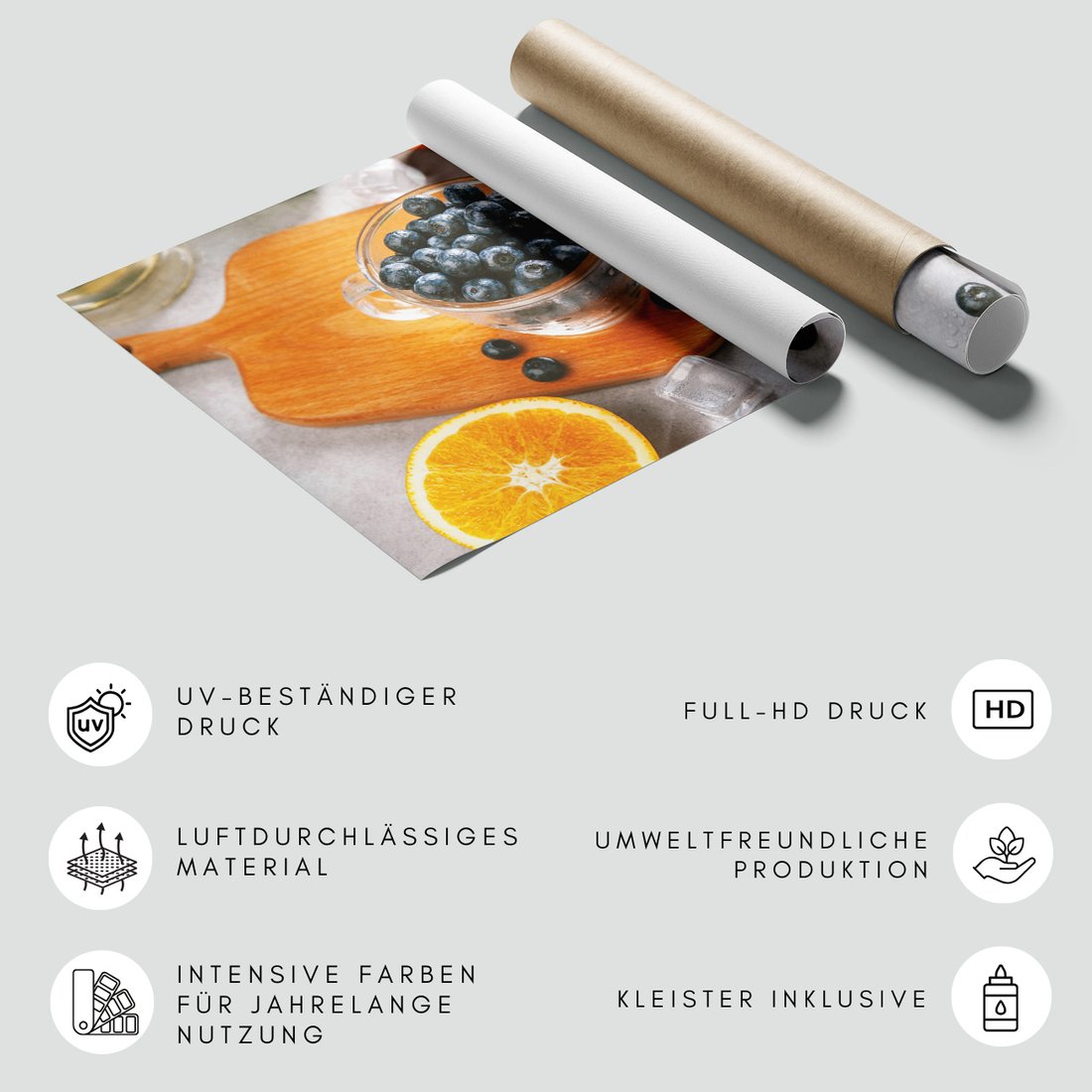 Fototapeta - borówki, owoce, cytrusy