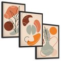 Zestaw obrazy w ramie, plakaty - abstrakcja, liście, rośliny - rama czarna