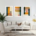 Zestaw obrazy w ramie, plakaty - geometryczne, abstrakcja, minimalizm - rama biała