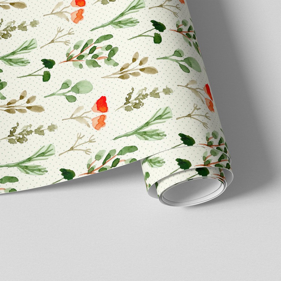 Tapeta - kwiaty, liście, gałązki